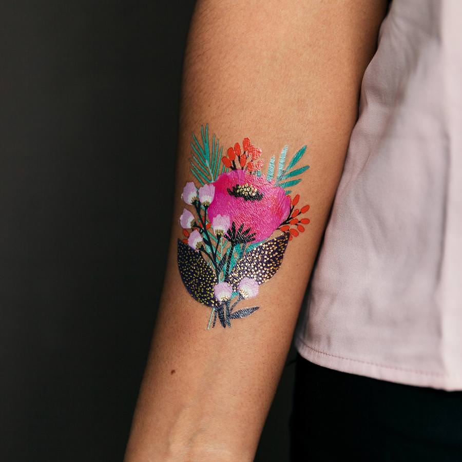 image of a woman's arm displaying a Tattly temporary tattoo